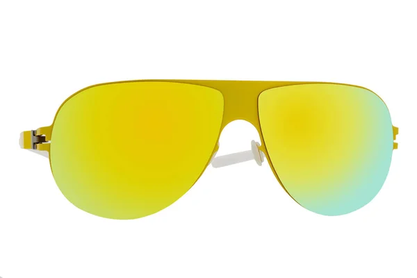 Gafas Sol Amarillas Con Lente Espejo Amarillo Aislada Sobre Fondo — Foto de Stock