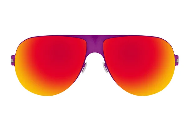 Óculos Sol Violeta Com Lente Espelho Laranja Vermelha Isolada Fundo — Fotografia de Stock