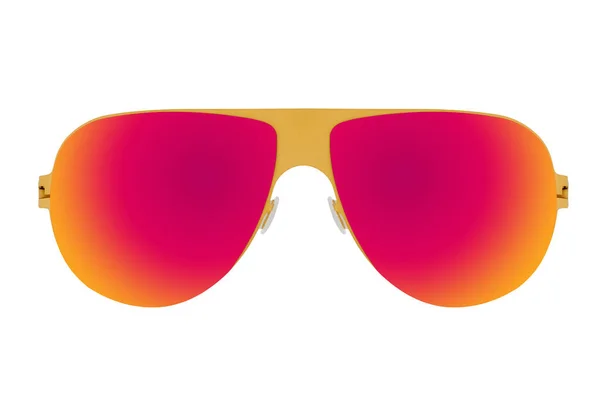 Óculos Sol Amarelos Com Lente Camaleão Vermelha Isolada Fundo Branco — Fotografia de Stock