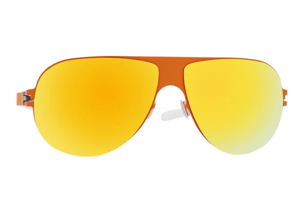 Óculos Sol Laranja Com Lente Amarela Isolada Fundo Branco — Fotografia de Stock