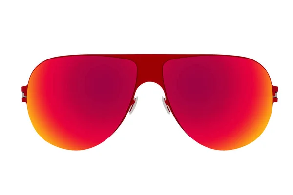 Červené Sluneční Brýle Červenooranžovou Čočkou Izolované Bílém Pozadí — Stock fotografie