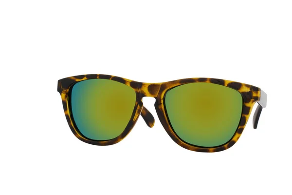 Γυαλιά Ηλίου Leopard Print Πράσινο Φακό Καθρέφτη Λευκό Φόντο — Φωτογραφία Αρχείου
