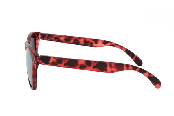 Red Sunglasses Leopard Print Isolated White Background — Stock Photo, Image