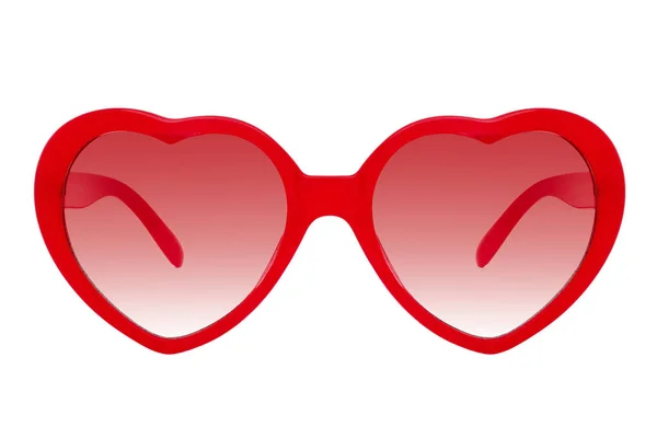 Czerwone Okulary Przeciwsłoneczne Czerwonymi Soczewkami Jak Serce Odizolowane Białym Tle — Zdjęcie stockowe