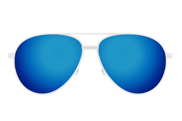 Białe Okulary Przeciwsłoneczne Niebieskim Lustrem Białym Tle — Zdjęcie stockowe
