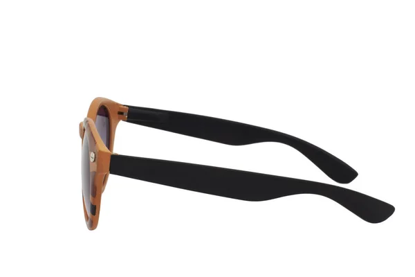 Brązowe Okulary Przeciwsłoneczne Czarną Soczewką Gradientową Białym Tle — Zdjęcie stockowe