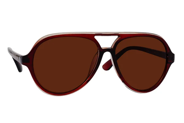 Brown Óculos Sol Plástico Fundo Branco — Fotografia de Stock