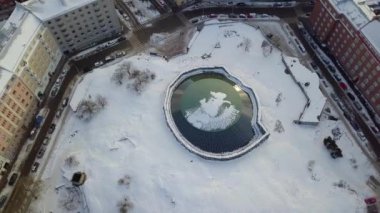 Helsinki, Finlandiya 'daki Temppeliaukio Kilisesi' nin Hava Görüntüsü.