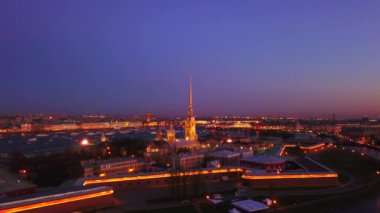 Peter ve Paul Kalesi 'nin hava manzarası, Neva Nehri, Saint Petersburg, Rusya