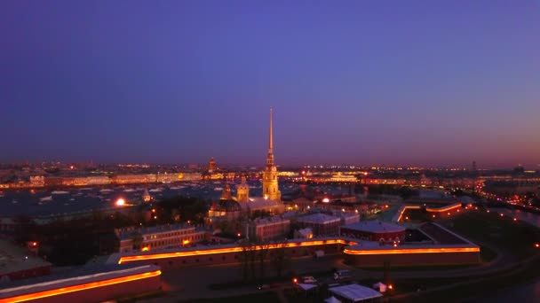 Flygfoto Peter Och Paul Fästning Neva Floden Sankt Petersburg Ryssland — Stockvideo