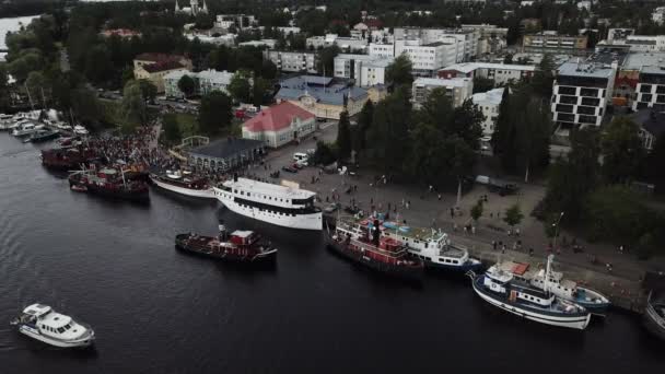 Joensuu Finlandia Lipca 2019 Tradycyjne Regaty Parowozów Retro Rzece Pielisjoki — Wideo stockowe