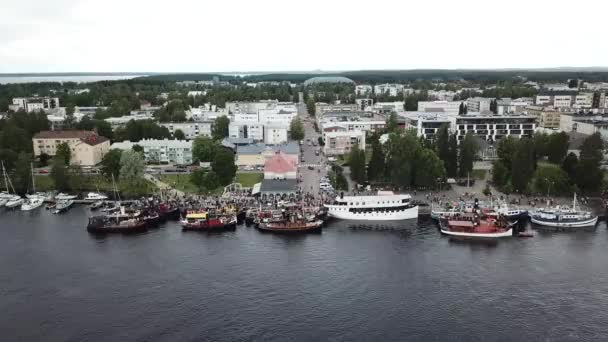 Joensuu Finlandia Lipca 2019 Tradycyjne Regaty Parowozów Retro Rzece Pielisjoki — Wideo stockowe