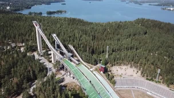 Lahti Finlandia Agosto 2020 Vista Aérea Del Salto Esquí Ciudad — Vídeo de stock