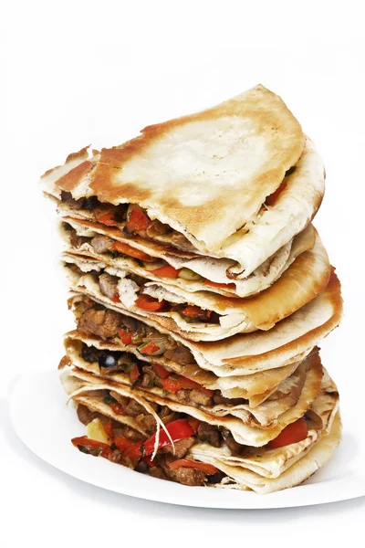 Cooked chicken quesadillas — Stock Photo, Image