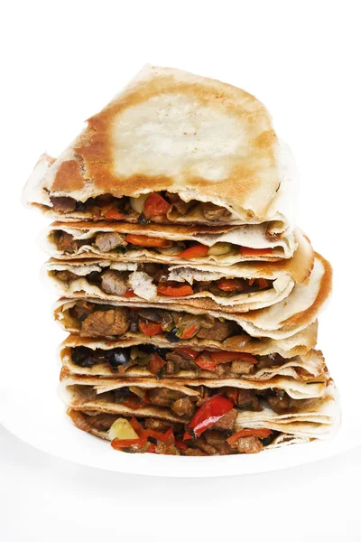 Cooked chicken quesadillas — Stock Photo, Image
