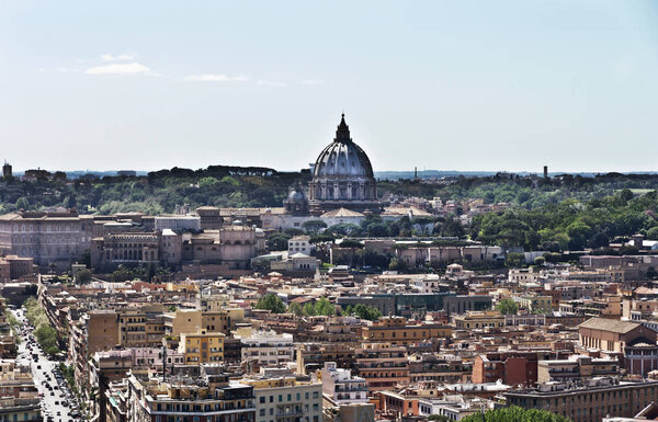 Rome, Italy - April 19, 2017: Panoramic view over the historic center from Mount Monte Mario