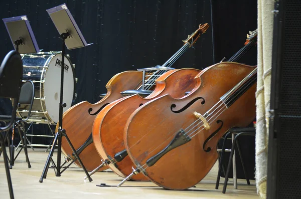 Drie Bassen Het Podium — Stockfoto