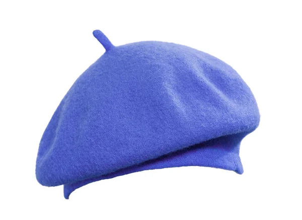 Blue classic beret isolated on a white background — Stock Photo, Image