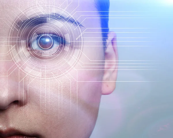 Concepto Biométrico Sistema Reconocimiento Facial Reconocimiento Facial Reconocimiento Del Iris — Foto de Stock