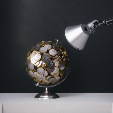 Euro sikkeleri - mali kavramı küre yaptı. 3D render