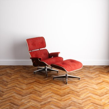Yeni beyaz çatı iç 3d render kırmızı salon başkanı