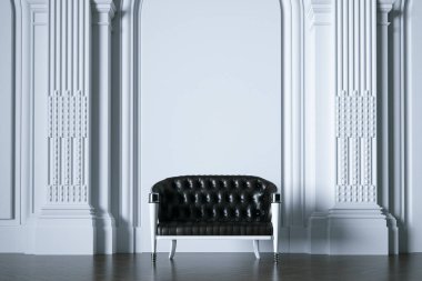 Klasik beyaz iç açık closeup 3D render vintage kanepe 