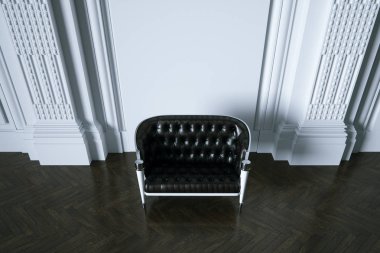 Klasik görünümde beyaz iç açık 3D render vintage kanepe