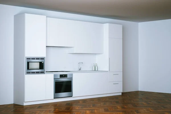 3d rendere bianco cucina contemporanea — Foto Stock