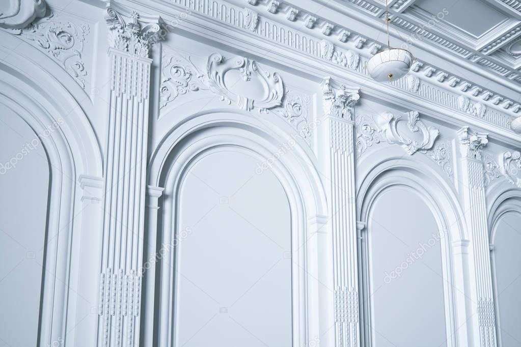 3d render classic white interior wall 