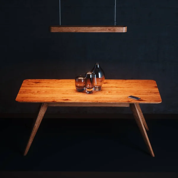 Mesa de época con chalecos en negro interior 3d render. — Foto de Stock