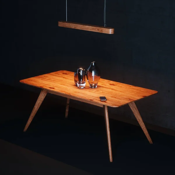 Mesa de época con chalecos en negro interior 3d render. —  Fotos de Stock