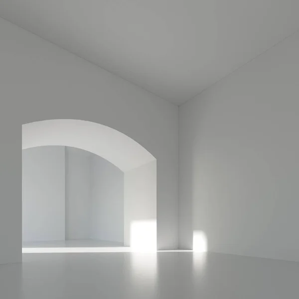 Arc 3D渲染的白色房间 — 图库照片