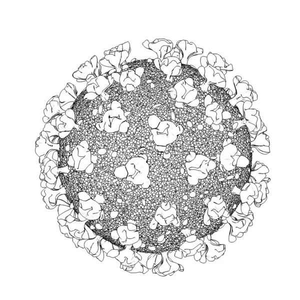Corona病毒Covid 19Coronavirus 2019 Ncov铅笔草图 白色背景分离 中国病原体呼吸道感染亚洲流感爆发 — 图库照片