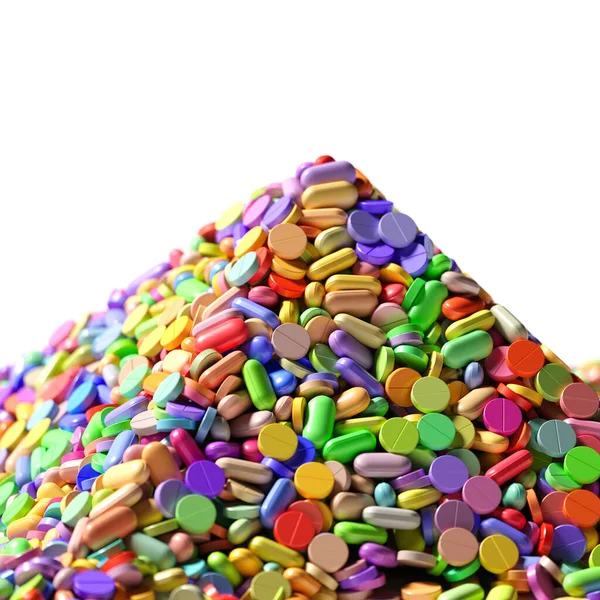 Piramida Kolorowych Leków Pigułek — Zdjęcie stockowe