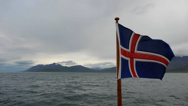 Iceland Flag Fjord — Stock Photo, Image