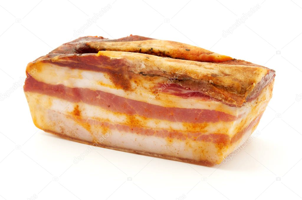 Slice of Calabrian pancetta