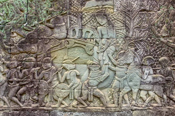 Bas Relief Prasat Bayon Angkor Thom Siem Reap Kambodja — Stockfoto