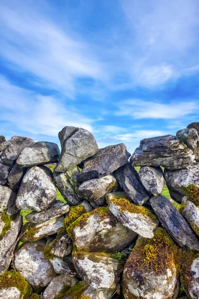 Primer Plano Una Pared Piedra Seca Irlandesa — Foto de Stock