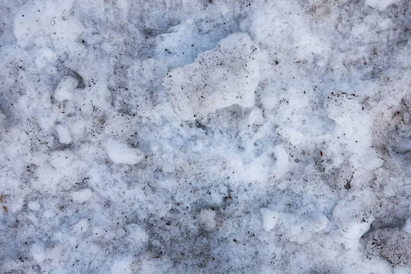 Smutsig Snö Blandat Med Sand Smältande Snö Vår Övergången Från — Stockfoto