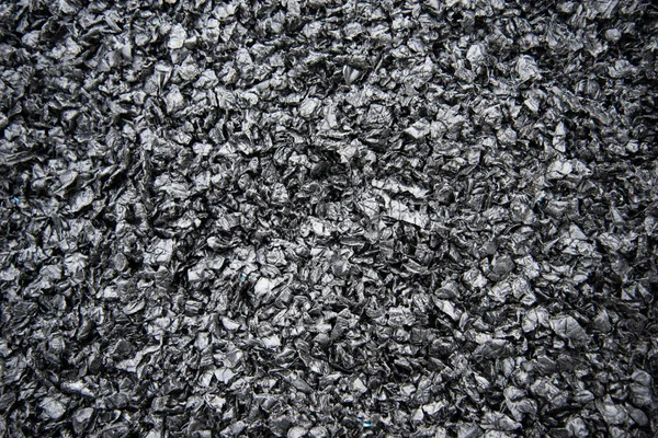 Particles Crushed Plastic Black Color Plastic Melting Concept Caring Environment — Stock Photo, Image