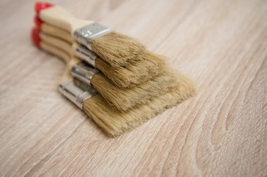 Farklı boyutlarda yeni boya fırçaları. Seçim konsepti