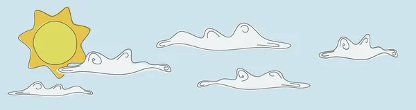 Renkli bir doodle ile güneşin ve bulutların made tarafından el sabah gökyüzü hakkında. Hat sanatı. Vektör Eps 10 çizim.