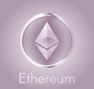 Cryptocurrency madeni para Ethereum (Eth) gerçekçi bir metal koyu mor tasarım ile. Elektronik para, iş ve Finans hakkında arka plan. Vektör Eps 10 çizim.