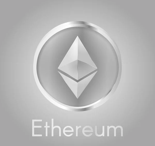 Cryptocurrency para Ethereum (Eth) gerçekçi metal gri gümüş tasarımı ile. Elektronik para, iş ve Finans hakkında arka plan. Vektör Eps 10 çizim.