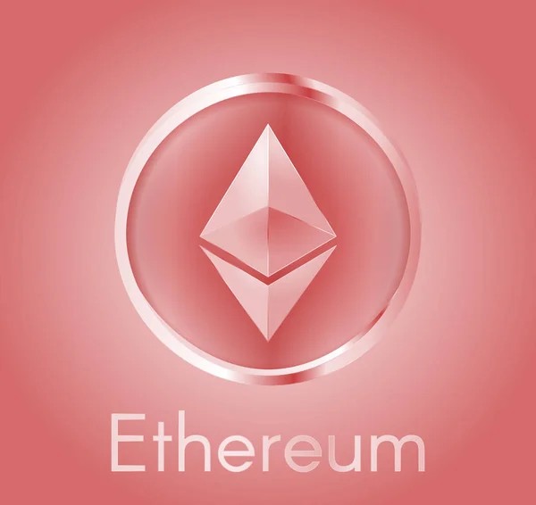 Cryptocurrency para Ethereum (Eth) gerçekçi metal parlak kırmızı tasarımı ile. Elektronik para, iş ve Finans hakkında arka plan. Vektör Eps 10 çizim.