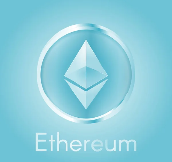 リアルな金属明るいブルーのデザインと Cryptocurrency コイン Ethereum Eth 電子通貨 ビジネスや金融についての背景 ベクター Eps — ストックベクタ