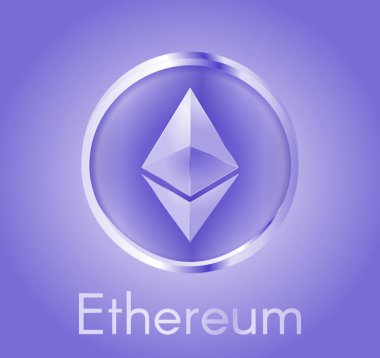 Cryptocurrency madeni para Ethereum (Eth) gerçekçi bir metal parlak mavi tasarım ile. Elektronik para, iş ve Finans hakkında arka plan. Vektör Eps 10 çizim.