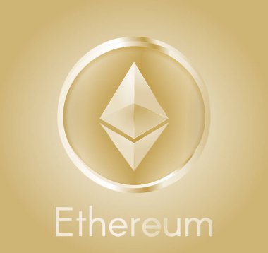 Cryptocurrency para Ethereum (Eth) gerçekçi metal portakal altın tasarımı ile. Elektronik para, iş ve Finans hakkında arka plan. Vektör Eps 10 çizim.