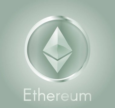 Cryptocurrency madeni para Ethereum (Eth) gerçekçi bir metal koyu yeşil tasarım ile. Elektronik para, iş ve Finans hakkında arka plan. Vektör Eps 10 çizim.