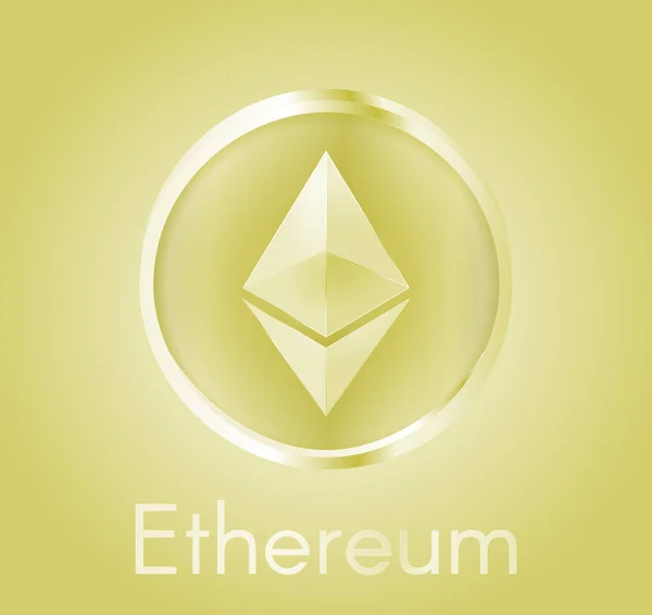 Cryptocurrency para Ethereum (Eth) gerçekçi metal parlak altın tasarımı ile. Elektronik para, iş ve Finans hakkında arka plan. Vektör Eps 10 çizim.
